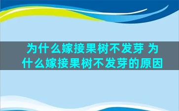 为什么嫁接果树不发芽 为什么嫁接果树不发芽的原因